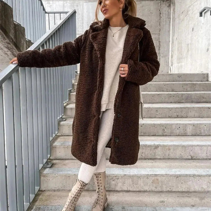 Jenna - Teddy Plush Button Coat